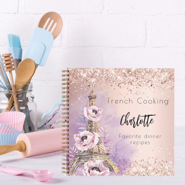 Libro de recetas rosa de cocina francesa oro Paris (Subido por el creador)