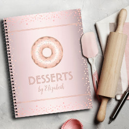 Libro de recetas rosa de oro purpurina de donut mo