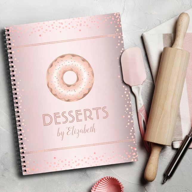 Libro de recetas rosa de oro purpurina de donut mo (Subido por el creador)