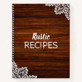 Libro de recetas rusticas de madera oscura y encaj