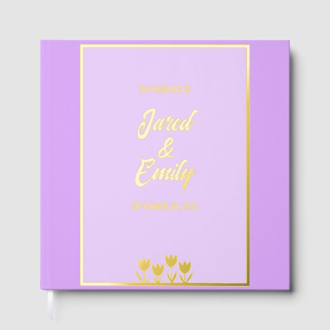 Libro de Relieve metalizado Purple Gold Boda (Anverso)
