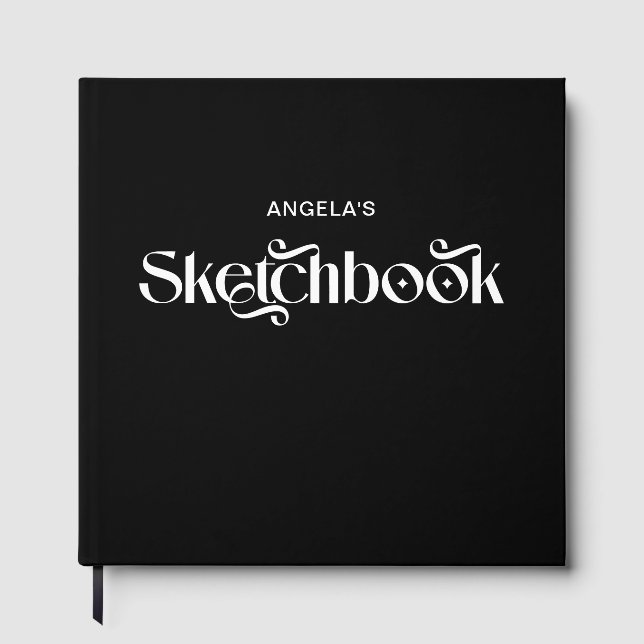Libro de sketch de tipografía elegante en blanco y (Anverso)