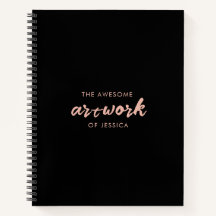 Libro de sketchbook de artistas rosados en negro y