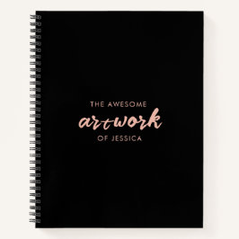 Libro de sketchbook de artistas rosados en negro y