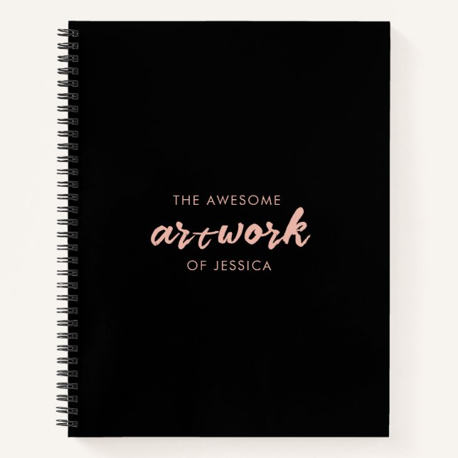 Libro de sketchbook de artistas rosados en negro y (Anverso)
