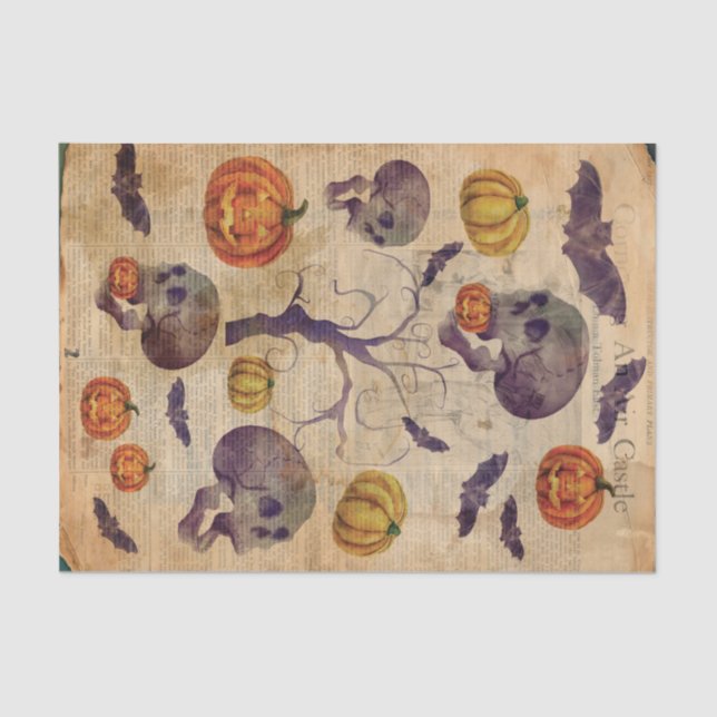 Libro de texto Halloween Papel Skulls Bats (Anverso)
