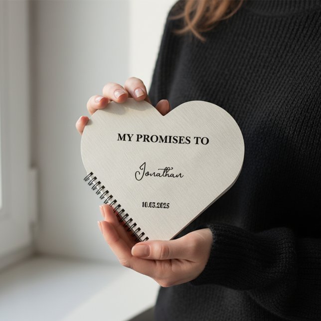 Libro de Vacas Personalizado en Forma de Corazón|  (Personalized heart-shaped notebook to capture wedding vows, promises, and special moments.)