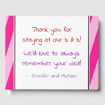 Libro de visitantes B&B con rayas rosadas