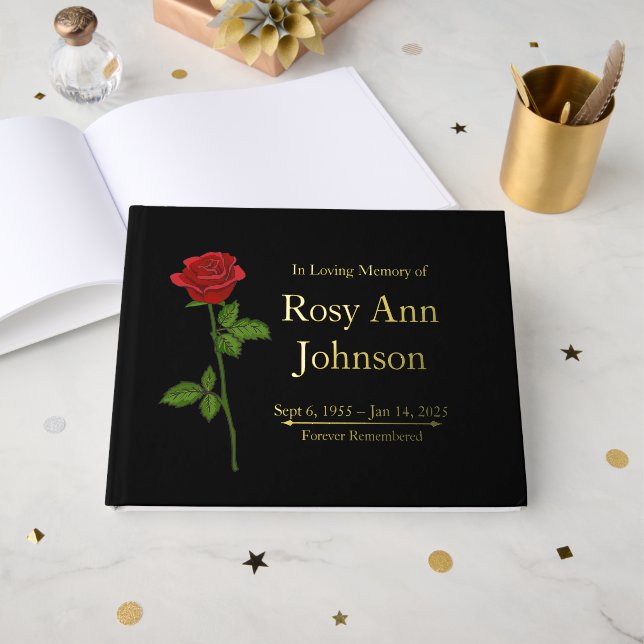 Libro De Visitas Сustom Foil Funeral Memorial Guest Book (Anverso Abierto)