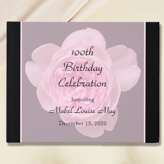 Libro De Visitas 100.º Birthday Pink Rose Guest Book