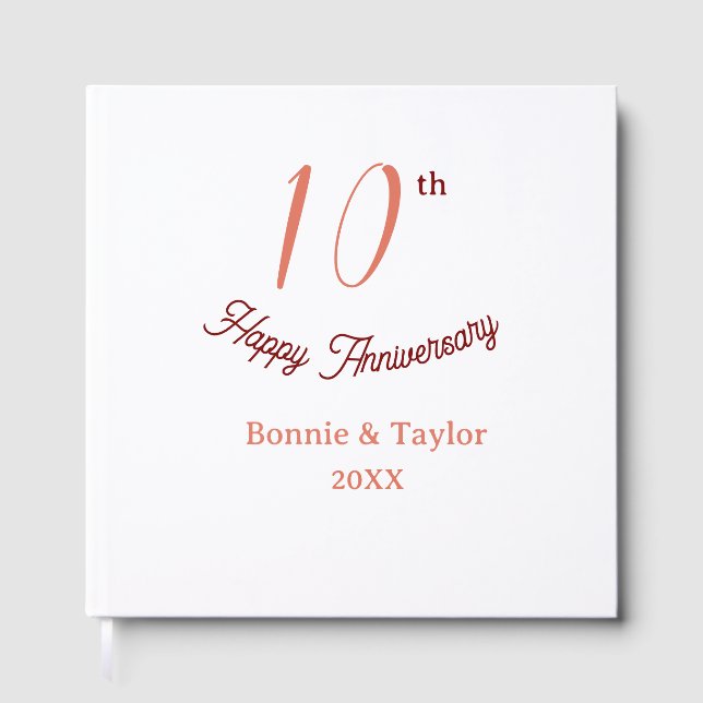 Libro De Visitas 10th wedding anniversary peach pastel name retro b (Anverso)