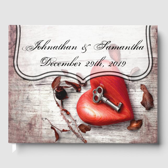 Libro De Visitas 122 páginas Boda Guestbook Country Wood Key to my (Anverso)
