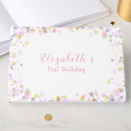 Libro De Visitas 1st Birthday Twinkle Little Star Pink