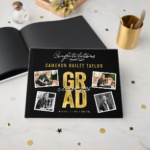 Libro De Visitas 2026 Bold Gold GRAD 4 Multi Foto Fiesta de Graduac