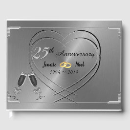 Libro De Visitas 25 Aniversario Boda de Plata Personalizada