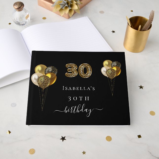 Libro De Visitas 30 años de la huella de leopardo de oro negro (Anverso Abierto)