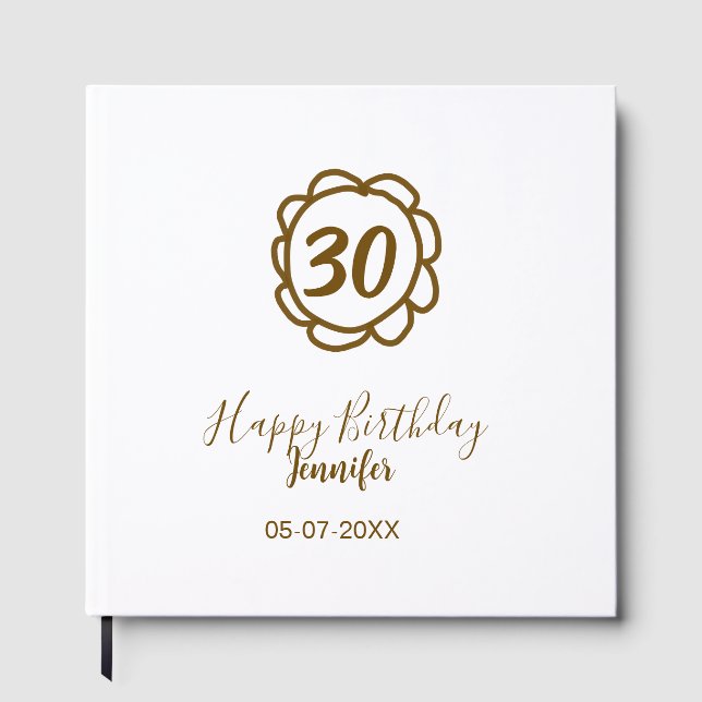 Libro De Visitas 30 cumpleaños añadir nombre fecha año de flor dora (Anverso)