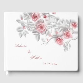 Libro De Visitas 3D Pink Gray Roses | Wedding