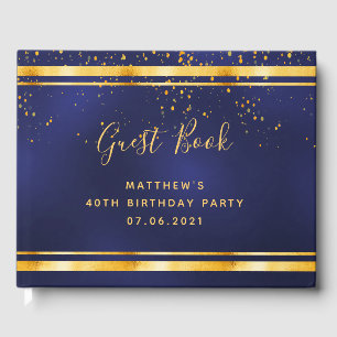 Libro De Visitas 40.º confeti de oro azul marino de cumpleaños