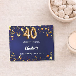 Libro De Visitas 40.º cumpleaños estrellas de oro azul marino