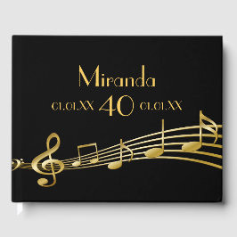 Libro De Visitas 40 años fiesta notas de oro sobre negro