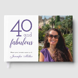 Libro De Visitas 40 y fabuloso Personalizado Foto y nombre 40 cumpl