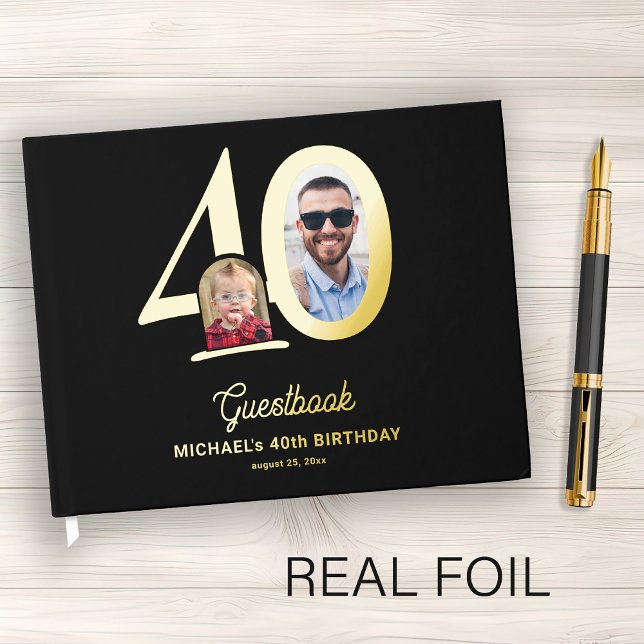 Libro De Visitas 40th Birthday photo name black gold  (Subido por el creador)
