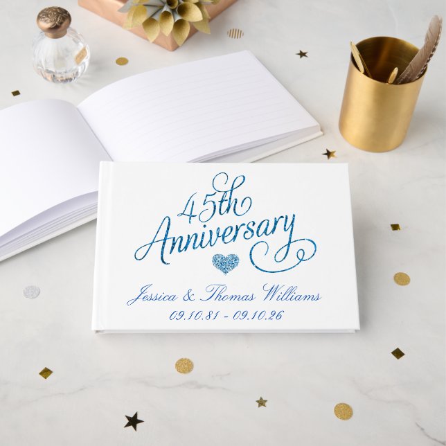 Libro De Visitas 45º Aniversario de Boda de Zafiro (Anverso Abierto)