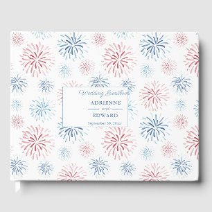 Libro De Visitas 4 De Julio Fuegos Artificiales Boda Azul Blanco Ro