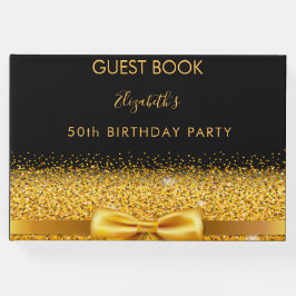 Libro De Visitas 50.ª fiesta de cumpleaños glamour de oro negro