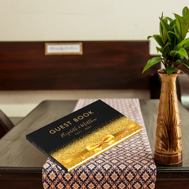 Libro De Visitas 50.º aniversario Boda brillo de oro negro (Subido por el creador)