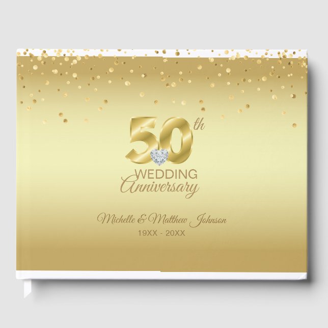 Libro De Visitas 50 Aniversario Boda de Oro personalizado (Anverso)