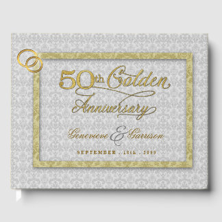 Libro De Visitas 50° Aniversario del Boda de Oro con foto de plata