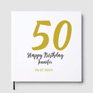 Libro De Visitas 50 cumpleaños añadir nombre fecha año negro planti