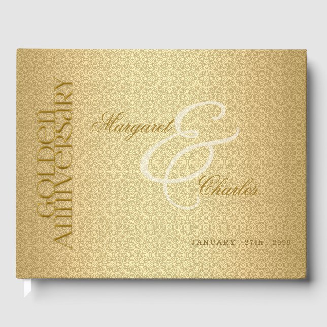 Libro De Visitas 50.o Foto del damasco del aniversario de boda de (Anverso)