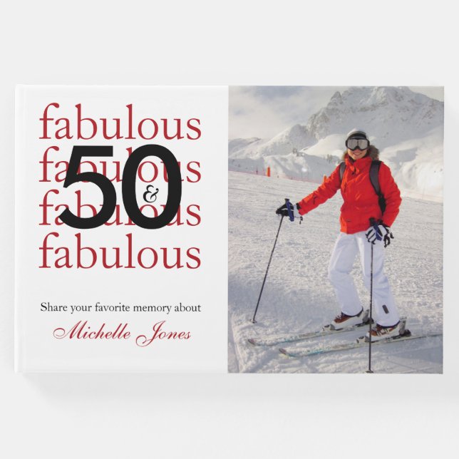 Libro De Visitas 50 y fabuloso - Foto y nombre del Personalizado 50 (Anverso)