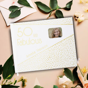 Libro De Visitas 50 y Fabulous Gold Purpurina Photo 50th Birthday