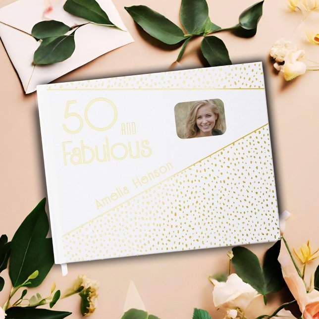 Libro De Visitas 50 y Fabulous Gold Purpurina Photo 50th Birthday (Subido por el creador)