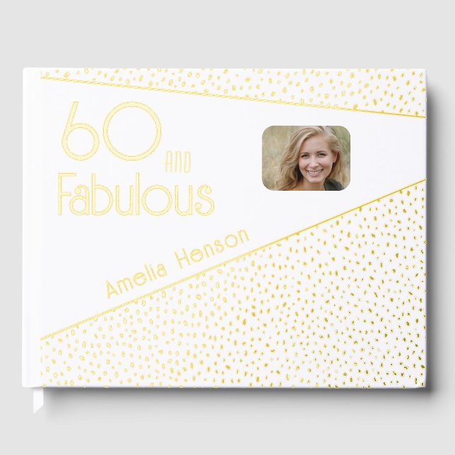 Libro De Visitas 60 y Fabulous Gold Purpurina Photo 60th Birthday (Anverso)