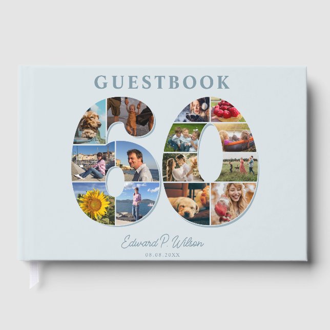Libro De Visitas 60th Birthday Photo Collage Milestone Guestbook (Anverso)