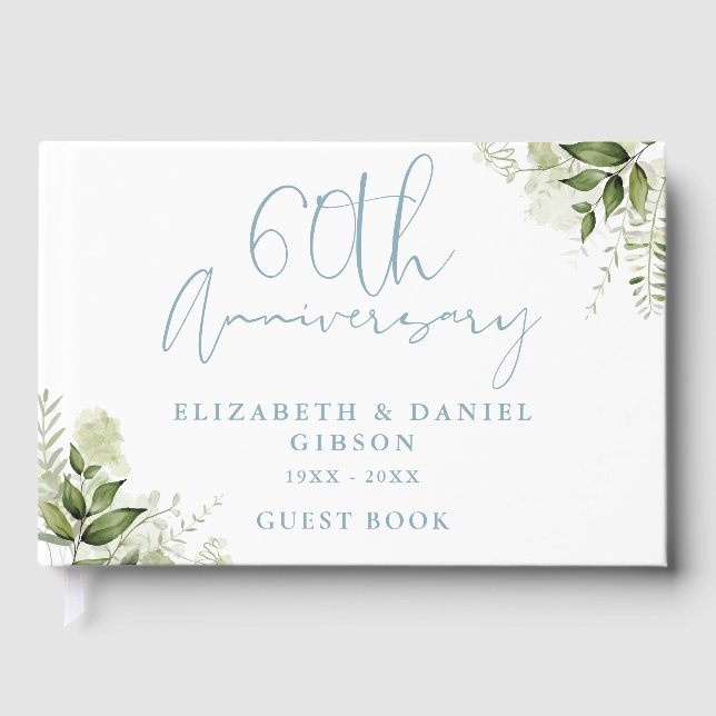 Libro De Visitas 60th Wedding Anniversary Floral Greenery (Anverso)