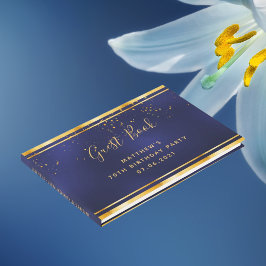 Libro De Visitas 70.ª fiesta de cumpleaños confetti de oro azul osc