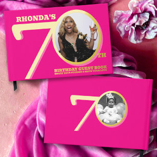 Libro De Visitas 70 años dos fotos de oro rosa caliente