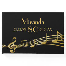 80.ª fiesta de cumpleaños notas de oro sobre negro