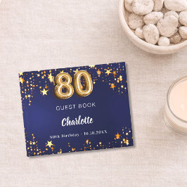 Libro De Visitas 80.º cumpleaños estrellas de oro azul marino