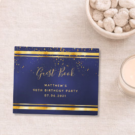 Libro De Visitas 90.ª fiesta de cumpleaños confetti de oro azul osc