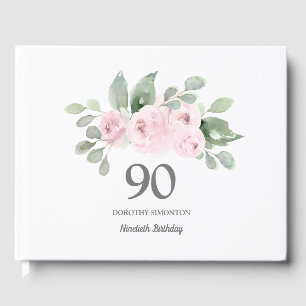 Libro De Visitas 90.º cumpleaños Floral rosa