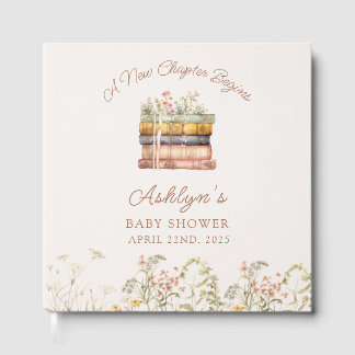 Libro De Visitas  A New Chapter Begins Baby Shower Guest Book