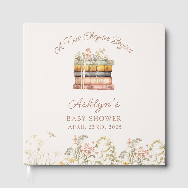 Libro De Visitas  A New Chapter Begins Baby Shower Guest Book (Anverso)