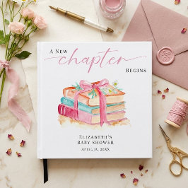 Libro De Visitas A New Chapter Begins Baby Shower Watercolor Pink